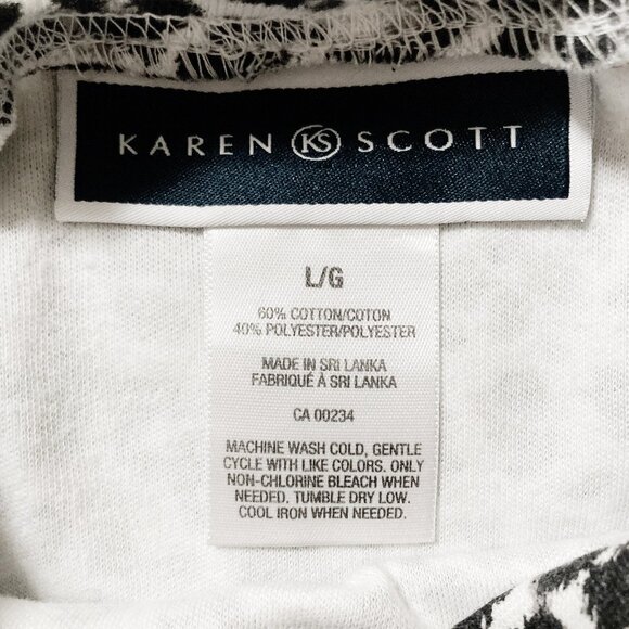 KAREN SCOTT Grey black leopard print mockneck top ~ LARGE XL 1X stretchy shirt - Picture 2 of 12